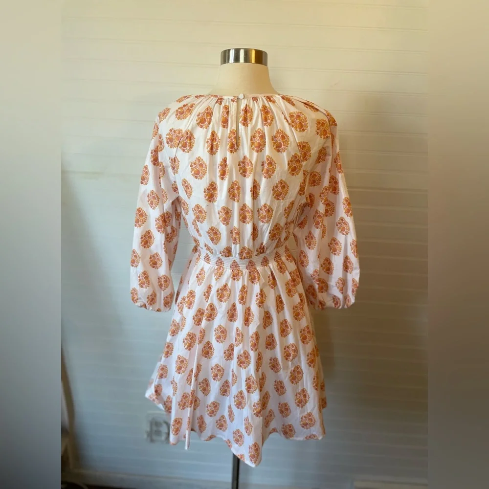 J.Crew Smocked-Waist Mini Dress in Gathered Floral Block Print NWT Size XS Boho